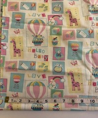 Pastel Hello Baby Animals Fabric Children Baby Home Decor two (2) yard piece