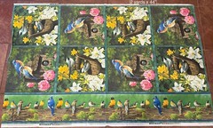 NEW Blue Birds/Chickadees/Flowers Hautman Cranston Cotton Fabric Panel 2ydsx44″