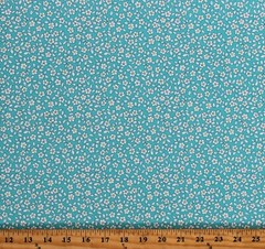 Cotton Flowers Floral Teal 1930’s Reproduction Fabric Print by Yard D186.10
