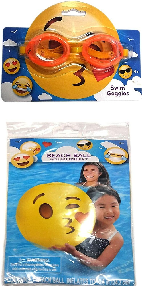 Swim Goggles & Beach Ball – Includes Repair Kit – Swim Time Fun! – (2 Pack)