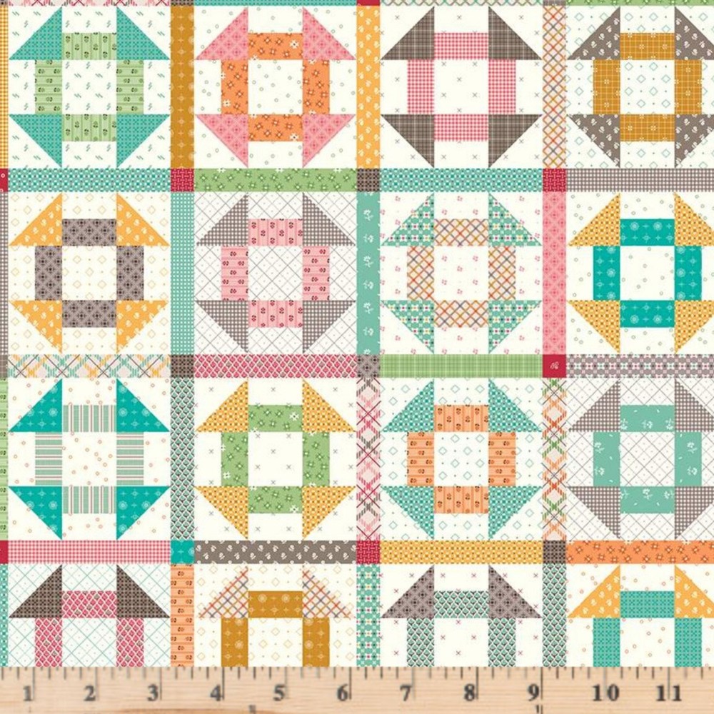 Prim Churn Dash Cream Cheater Print 100% Cotton Fabric half yd contious cuts