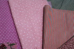 Scrap Piece Quilting Cotton Sewing Fabric RED PINK Hues 8 Different Patterns