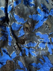 Blue & Black floral Velvet Burnout on chiffon Fabric By the Yard 48″ W