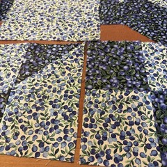 Cranston Blueberry Fabric Unfinished Project: 7 Squares Of Pieced Fabric