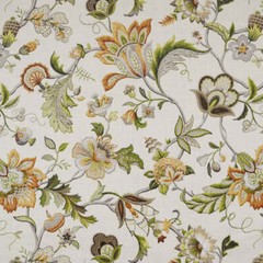 Brissac Amber Floral Jacobean Linen Fabric