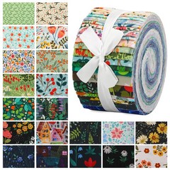 32 PCS 100% Cotton Multicolor Floral Fabric Strip Bundle 39.3×2.44 Inch Roll