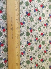 VTG Rose Bud Red Green White Floral On Cream 2 pieces 12/10″ wide X 42 long
