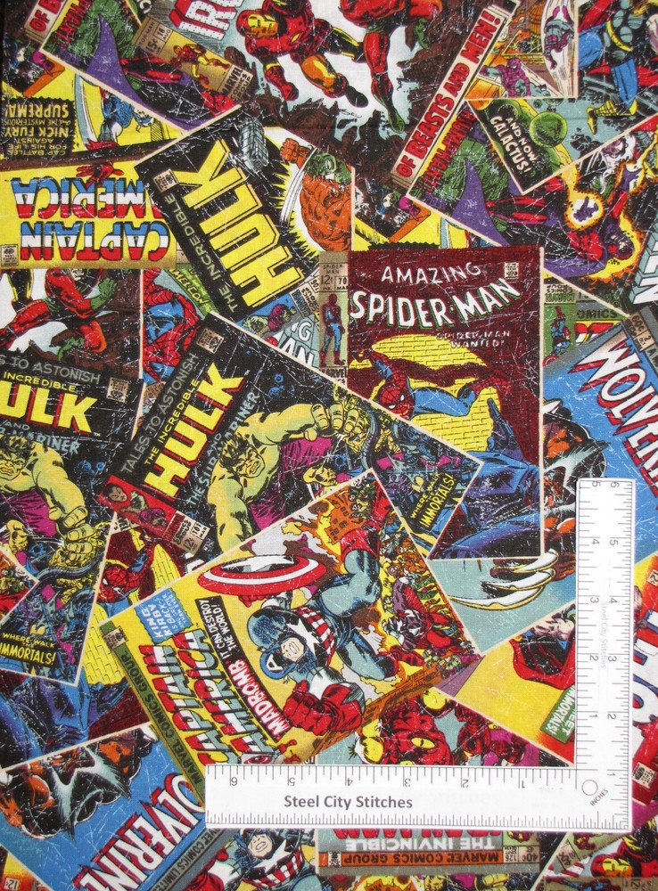 Cotton Fabric with Superhero Characters from Cartoons & Movies Camelot By Yard