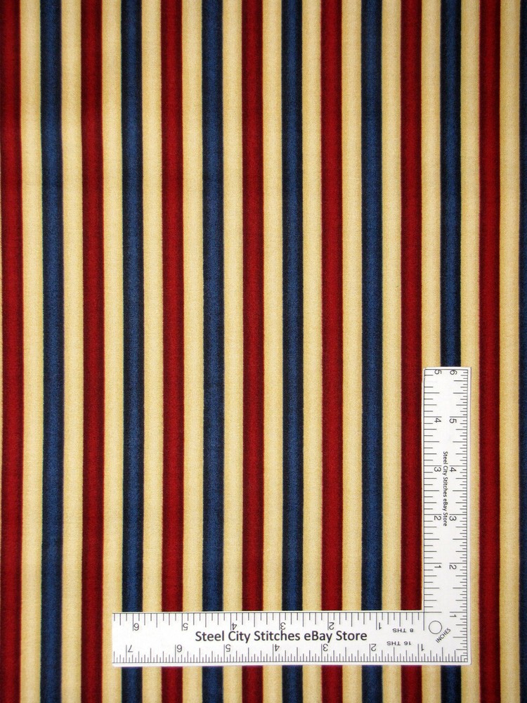 Stripe Balloon Race Red Blue Beige Fabric By Yard Cotton by South Sea