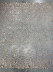 Elise TAUPE Polyester Corded Floral Embroidery on Mesh Lace Fabric by the Yard