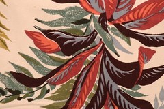 36″ L x 50″W Vintage Tropicana Hand Printed Fabric Large Tropical Flower Leaf