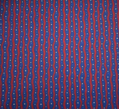 Patriotic Fabric 1 Yard Dk Red Navy Blue Swirl Lines Dots July 4th Cotton Vtg