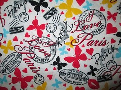 PARIS I LOVE WORDS POST MARKS BRIGHT COLORS COTTON FABRIC FQ