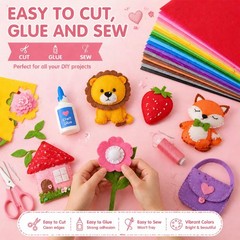 80 PCS Wool Blend Felt Sheets 12×12 Inch 30x30cm 1mm Assorted Colors Craft