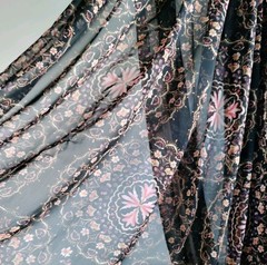 Star Fabrics Inc. Black Floral Sheer Polyester Chiffon Fabric 60×72″