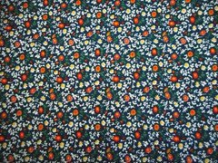 Floral Fabric By Yard Sm Gold Orange White Calico on Navy Blue Premium Cotton