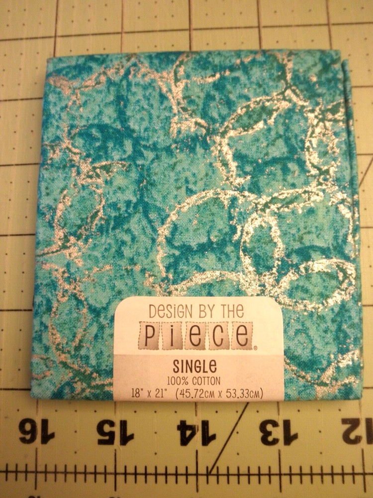 Design by the Piece, Silver Circles on Aqua Fat Quarter, FREE SHIPPING