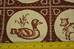 By 1/2 Yd, Vintage, Brown & Cream Country-Theme Quilt Blocks, Marcus Bros, C2369