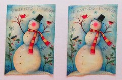 Cotton Fabric Pic B – Winter Snowman – 2 pieces – 6 1/4″ L x 4 3/8″ W