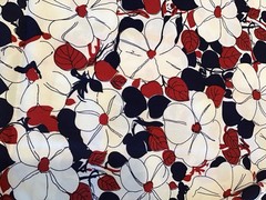 1970s Klopman Mills 44” wide Red, White And Blue Large Floral Fabric, 1 7/8 yd.