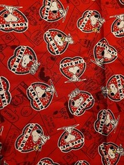 Peanuts Fabric -Valentine Toss (Snoopy/ Hearts) -100% Cotton By The Yard