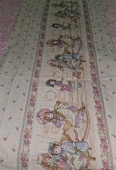 VTG Victorian Dolls Sheet Fabric Long Remnant Piece Cotton Fabric 25″ X 85″Wide
