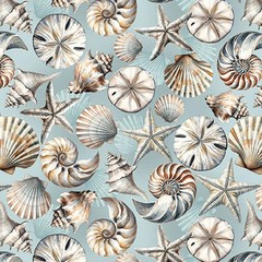 BENARTEX – Coastal Escape by Nicole Decamp – Coastal Shells – Ocean ,1/4 yard