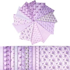 12pcs Purple Printed Polyester Quilting Fabric Bundles 18″x22″ for DIY Crafts