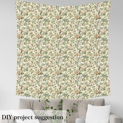 Erosebridal Birds Watercolor Fabric By The Yard, Retro 10 Yards, Green Pink