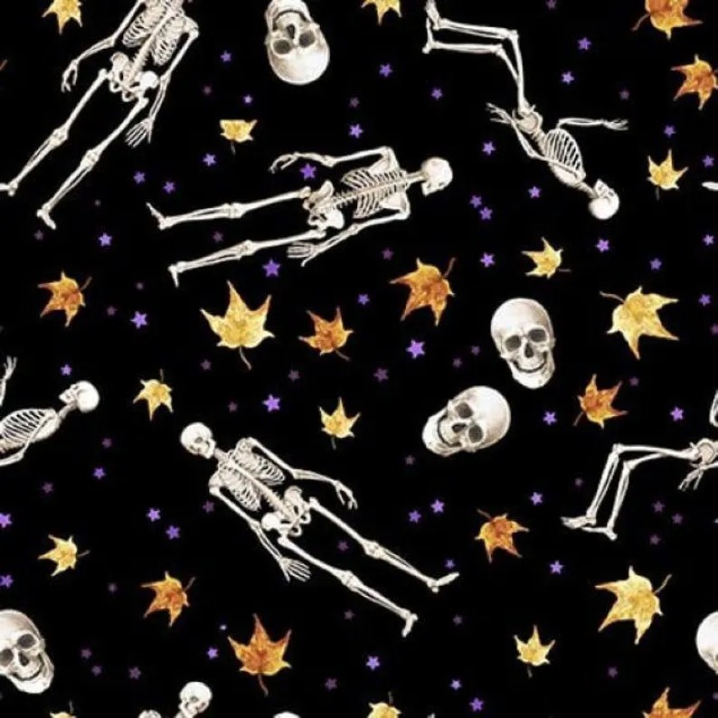 Studio E Quilting Fabric by the 1/4 yard Halloween Bones and Bouquests