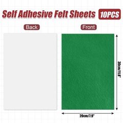 Bonsicoky 10 Pack Self Adhesive Felt Sheets 20x30cm (7.9×11.8 inches), Green