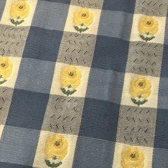 27” wide x102”New Silk Taffeta Fabric with Embroidery, Check/Plaid, yellow Rose
