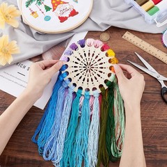 PH PandaHall 2pcs Wooden Embroidery Floss Organizer Cross 139x4mm, Beige