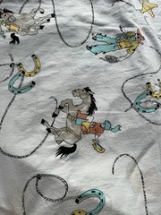 Vintage Fabric Marcus Bros. Western Cowboy Horse Lasso Pastels Teal White 5+ Yds