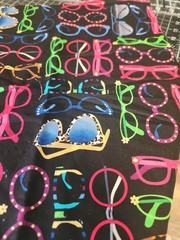 27×30 Piece 100 Cotton Black With Neon Sunshades Pink Green Blue Quilting sewing