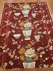 48″x 63″ Cloisonne Collection Fabric 5th Avenue Designs Vase Peony Bowl Flower