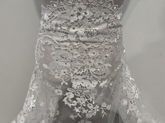 White Embroidery Rhinestones Bridal Lace fabric 50” Width 1 Yard