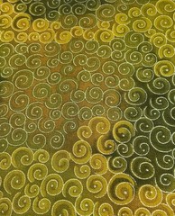 1 Yard Gold , Brown, Green W/ Silver Swirls “ 44” Wide 100% Cotton