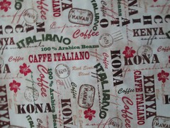SPECIALTY COFFEE WORDS POST MARKS KONA KENYA CAFFE ITALIANO COTTON FABRIC FQ