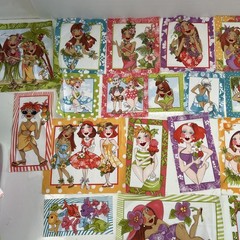 Loralie Harris Cotton Quilting Fabric Panel Cut Lot Wanna Beach Hawaii Character