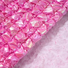3D Bubble Plaid Puff Shiny PU Fabric Cotton Padded Quilted Embossed Waterproof