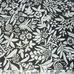 Black White Fabric Floral Flowers Plants 100% Cotton Quilt Linen 2-13 yds x 44”