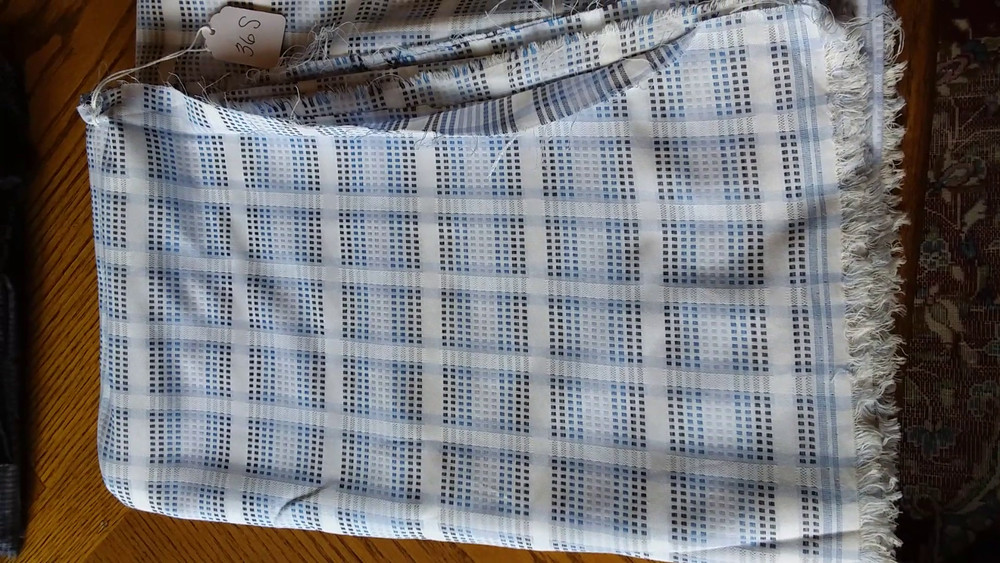 100% Luxury Cotton Shirting Blue and white checked 2.2 yds 60″ W