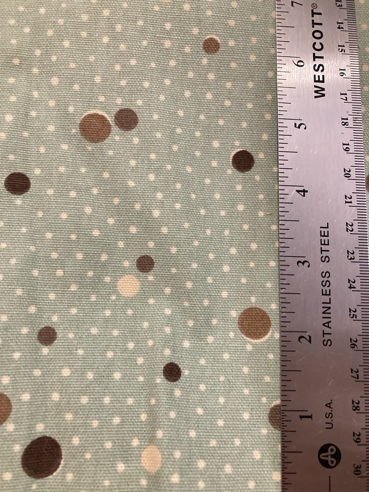Scattered Brown Polka Dots on Dusty Sage Heavy Canvas Fabric 29″x54″ Width