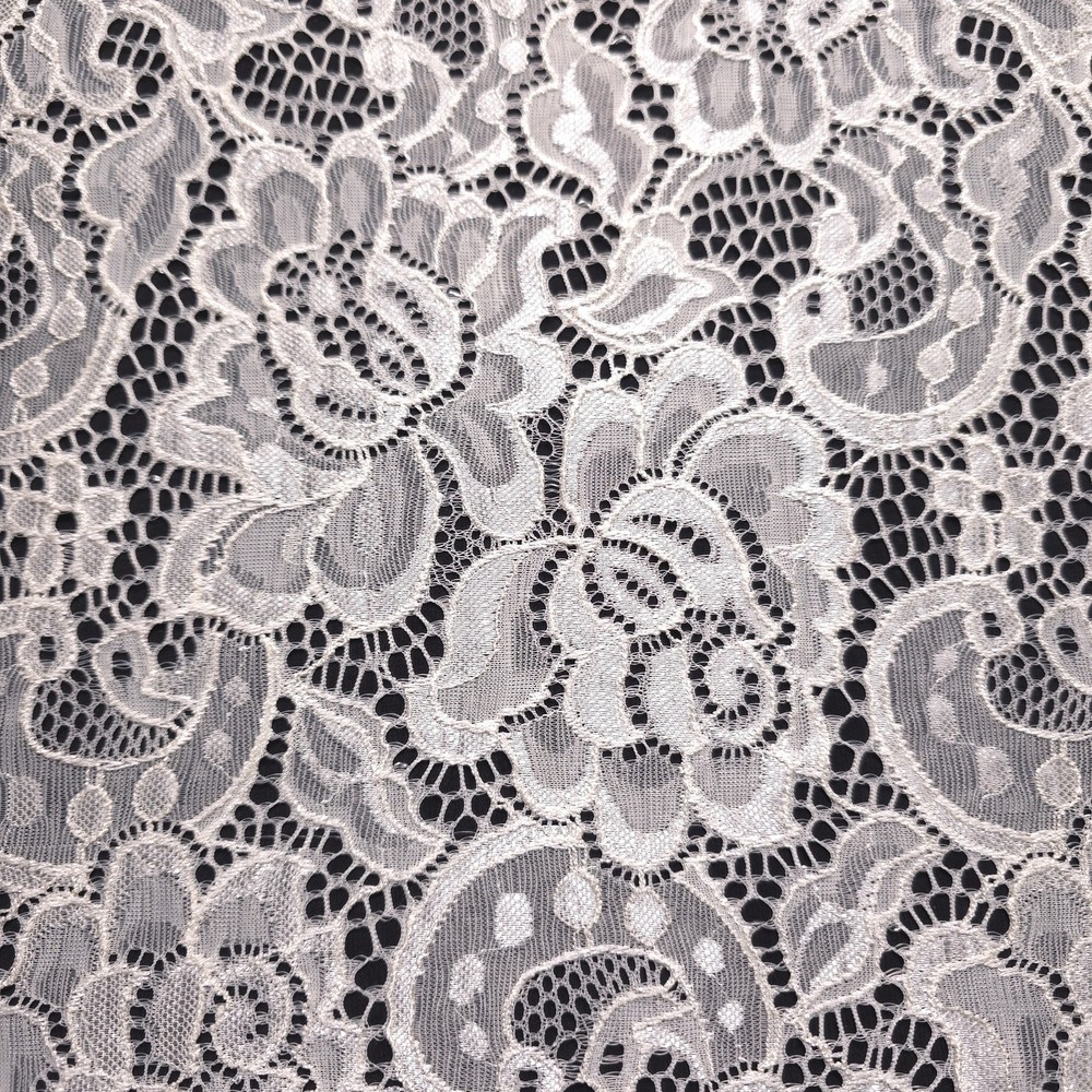 Ivory Classic Rose Stretch Lace 58″ By The Yard Apparel Fabric