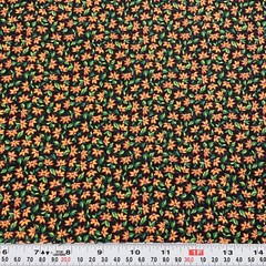 Golden Yellow & Red Florals on Black Unbranded Cotton Fabric HALF YARD 18″ x 44″