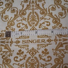 Singer Cotton Fabric Scroll Pattern Gold White Design 15646 1 1/8 Yards Sewing