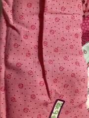 Lot of 7 Fabric Scraps Pinks Hearts Rabbit Swirls Lot #39