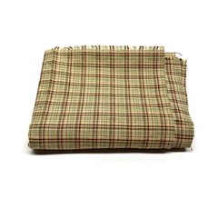 Homespun Plaid Fabric Woven Cotton Tan Red Green Earth Tones 57×36