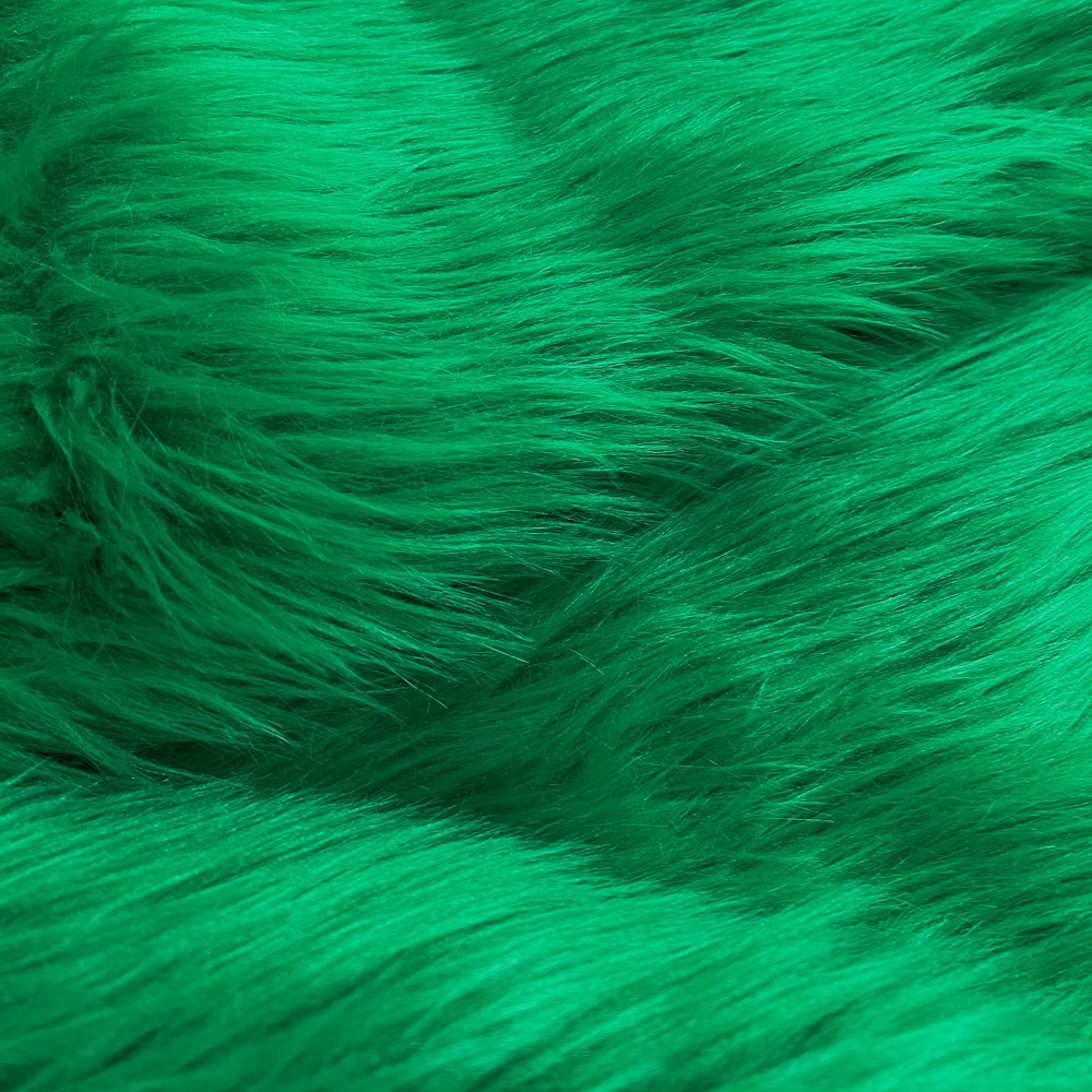 Eden EMERALD GREEN Shaggy Long Pile Soft Faux Fur Fabric by the Yard